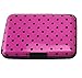 Yueton Aluminum Wallets - RFID Safe Card Guard Aluminum Compact Card Holder- Prints Available Hot Pink Polka Dots