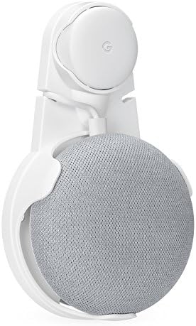 Benuo Google Home Mini Wall Mount Stand, Outlet Hanger Holder Works with Google Home Mini Smart Speaker Voice Assistant Cable Storage for Kitchen, Bathroom, Livingroom, Bedroom, Office (White)