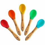 Bamboo Baby Feeding Spoons, Toddler Feeding Set Soft Silicone Tips - BPA Free - By: Bambüsi