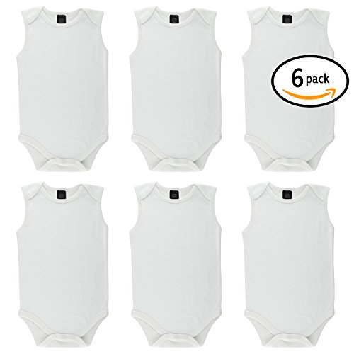 Baby Cotton Onesies White Undershirts Bodysuits 6 Pack by Little Pipers (18-24 Months, White Sleeveless (6PK))