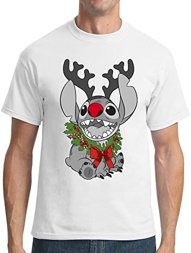 Disney Christmas Stitch from Lilo and Stitch - Mens White Tee Shirt