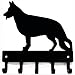 The Metal Peddler German Shepherd #1 Key Holder Dog Leash Hanger for Wall - Large 9 inch Wide with 5 Hooks - Made in USA