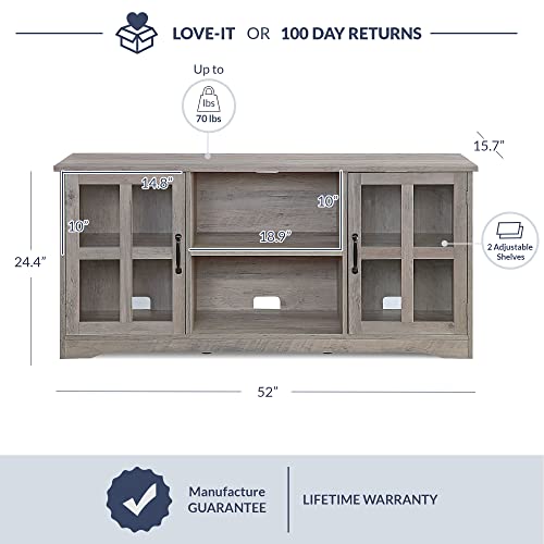 BELLEZE Modern 52 Inch Traditional TV Stand & Media Entertainment