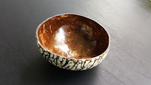Coconut bowl with Eggshell inlaid Outside - Black & Gold (CB29)