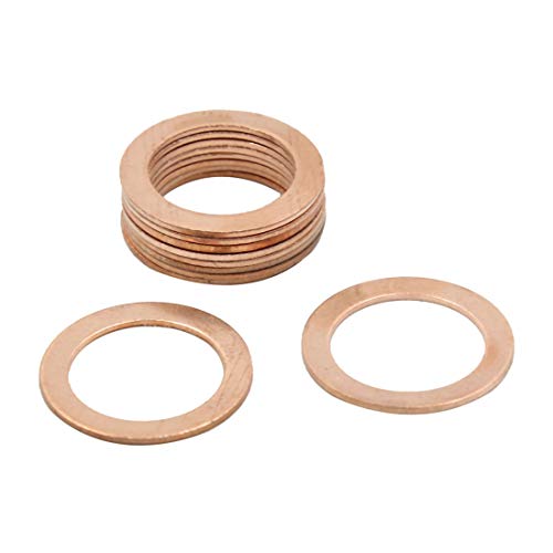 X AUTOHAUX 18mm Inner Dia Copper Washers Car Flat Sealing Plate Gaskets Rings 10pcs