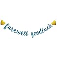 Farewell Good Luck Banner Pre-Strung - Blue Glitter Party Decor For Graduation, Moving & Retirement