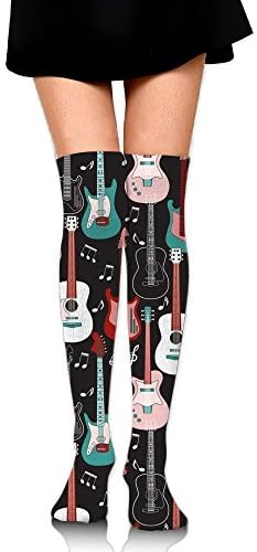 Rock And Roll Guitars Women Or Girls Long Dress Socks Sport Soccer Mesh Tube Socks Over Knee High Long Socks Baseball