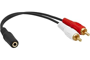 Cmple - 3.5mm Female to 2 RCA Male Stereo Audio Y Cable Adapter, Compatible with TV, Smartphones, MP3 Players, Tablets, Speak