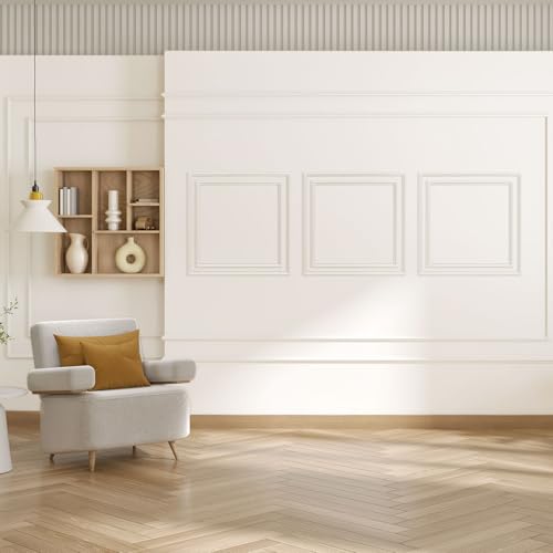 JSIWOTH Kit de Molduras de Pared 3 Sets 60 x 60 cm, Molduras para Pared Pre Cortadas, Paneles Decorativos Estilo Marco para DIY Revestimiento de Pared Interior, Blanco (Requiere adhesivo)