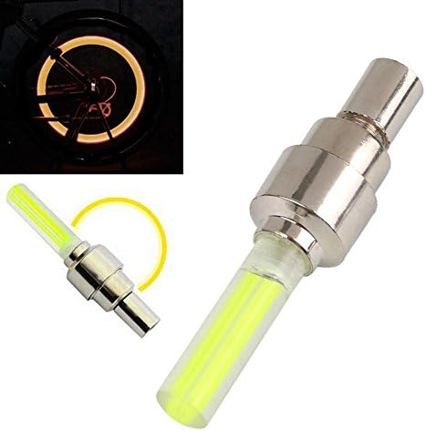 (PAIR) LED Bike Valve Cap Flashing Strobe Lights (Yellow-Orange Glow)