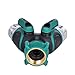Bamo Soaker Hose Splitter - 2 Way Ball Valve Garden Water Hose Y Connector | Full Metal Body For Outdoor Faucet, Sprinkler & Drip Systems. Includes: 10 Rubber Washers + 3 Years Guarantee