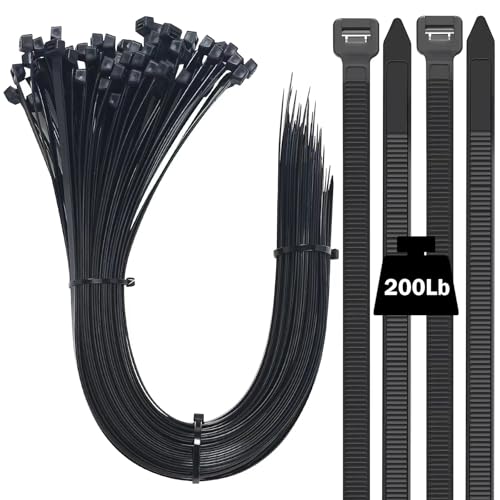 MVYC Large Zip Ties Heavy Duty 23 inch Cable Ties 100 Pack Black 200lbs UV Resistant Wire Tie for Indoor and Outdoor Use