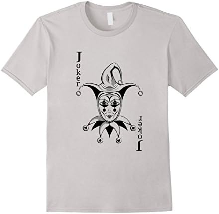 Men's Joker Playing Card T-Shirt Large Silver