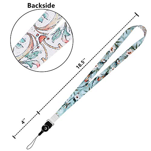 Crimmy Detachable Cell Phone Neck Lanyard, Universal, Double Sided Neck Strap Band Lanyards for Camera, Cell Phone, iPod, USB, Flash Drive (Light Flower)