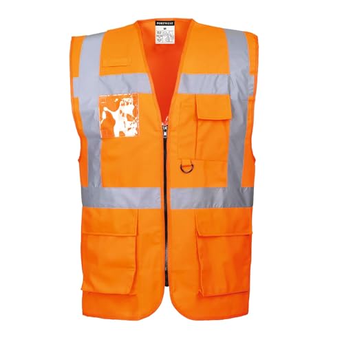 Portwest S476 Berlin Hi-Vis Executive Vest Dual ID Holder Machine Washable