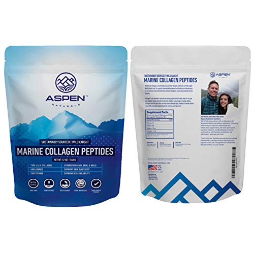 Marine Collagen Peptides Protein Powder - Sourced from Wild Caught North Atlantic Cod - Premium Fish Supplement for Bone, Joint, Gut, Hair and Nail Health - Non GMO, Gluten-Free - 12oz, Aspen Naturals