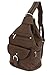 Womens Leather Convertible 7 Pocket Medium Size Tear Drop Sling Backpack Purse Shoulder Bag, Dark Brown