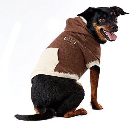 Pup Crew Tan and Brown Bone Faux Quilted Hoodie, Extra Small, X-Small