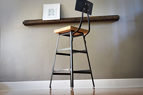 Set of Four Reclaimed Wood Stools | Salvaged Barn Wood | Steel Backrest | FREE SHIPPING - Thumbnail 4