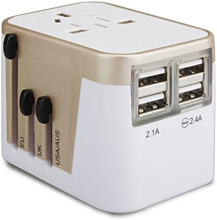 Worldwide Travel Adapter Converter, Anwaii All-in-one Quad USB Universal Travel Plug Adapter, (3500mA / 4USB / Smart IC)