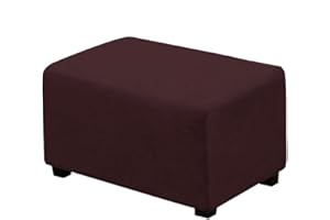 VIENLOVE Rectangle Ottoman Slipcover Luxury Suede Footstool Protector Covers Stretch with Elastic Bottom Feature Textured Machine Washable (Chocolate, Large Size)