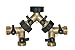 ALPHA HOME 2-Way Solid Brass Y Valve Garden Hose Connector Splitter with Comfort Grip and Extra Washers
