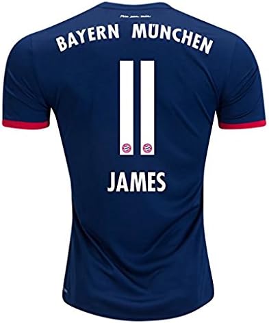 Tainky New Season Bayern Munich Away James #11 2017-2018 Soccer Jersey for Men Color Blue Size S