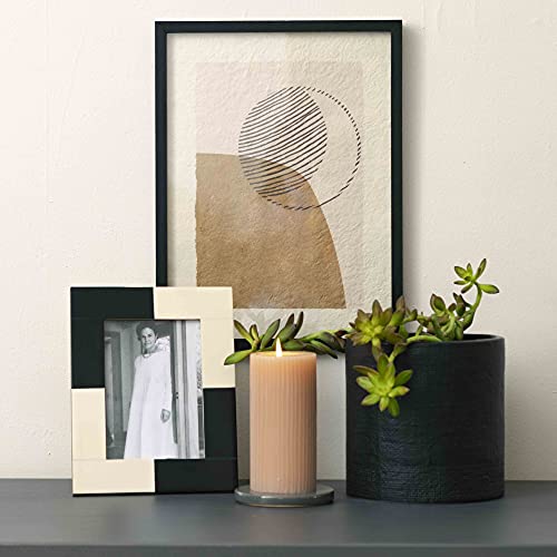 Main + Mesa Stoneware Ceramic Planter Indoor Outdoor Flower Plant Pot, 7.25" x 7.25", Black