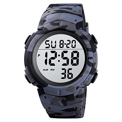 Mens Digital Sports Watch LED Screen Large Face