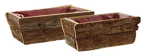 Herz Blumenkasten, Blumentopf eckig Pflanzkasten Pflanztopf "Rinde", im 2er Set mit Herz 24 x 13 x 10 cm, 30 x 18 x 12 cm – Bild 3