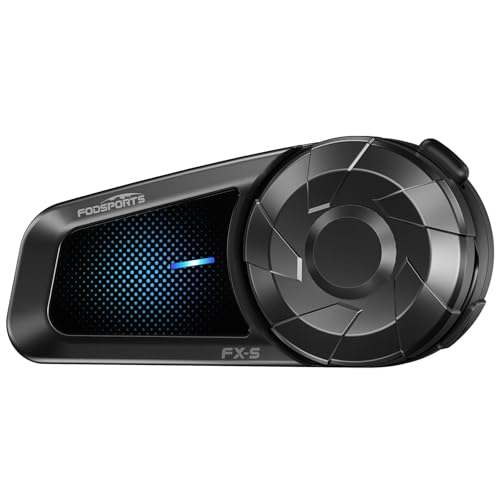 Fodsports FX-S Motorcycle Bluetooth Headset V5.4, 2-Way Helmet Intercom Communication System with IP67 Waterproof, CVC Noise Cancellation, Hands-Free Music/Call, 2 Type Mics, 1 Pack