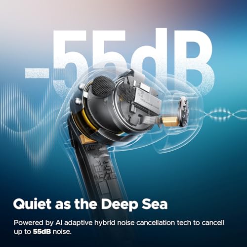 SoundPEATS Air5 Pro Wireless Earbuds with Adaptive Hybrid Noise Cancellation, Bluetooth 5.4 with Qualcomm Snapdragon Sound, 6 Mics aptX Lossless, LDAC LC3 Hi-Res Audio Bluetooth Earphones, 37H, APP