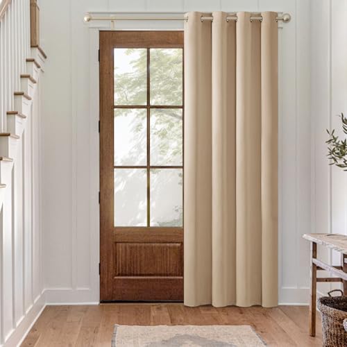 MIULEE Verdunklung Thermo Vorhänge Blickdicht Ösen 1er Set 140x235cm Beige