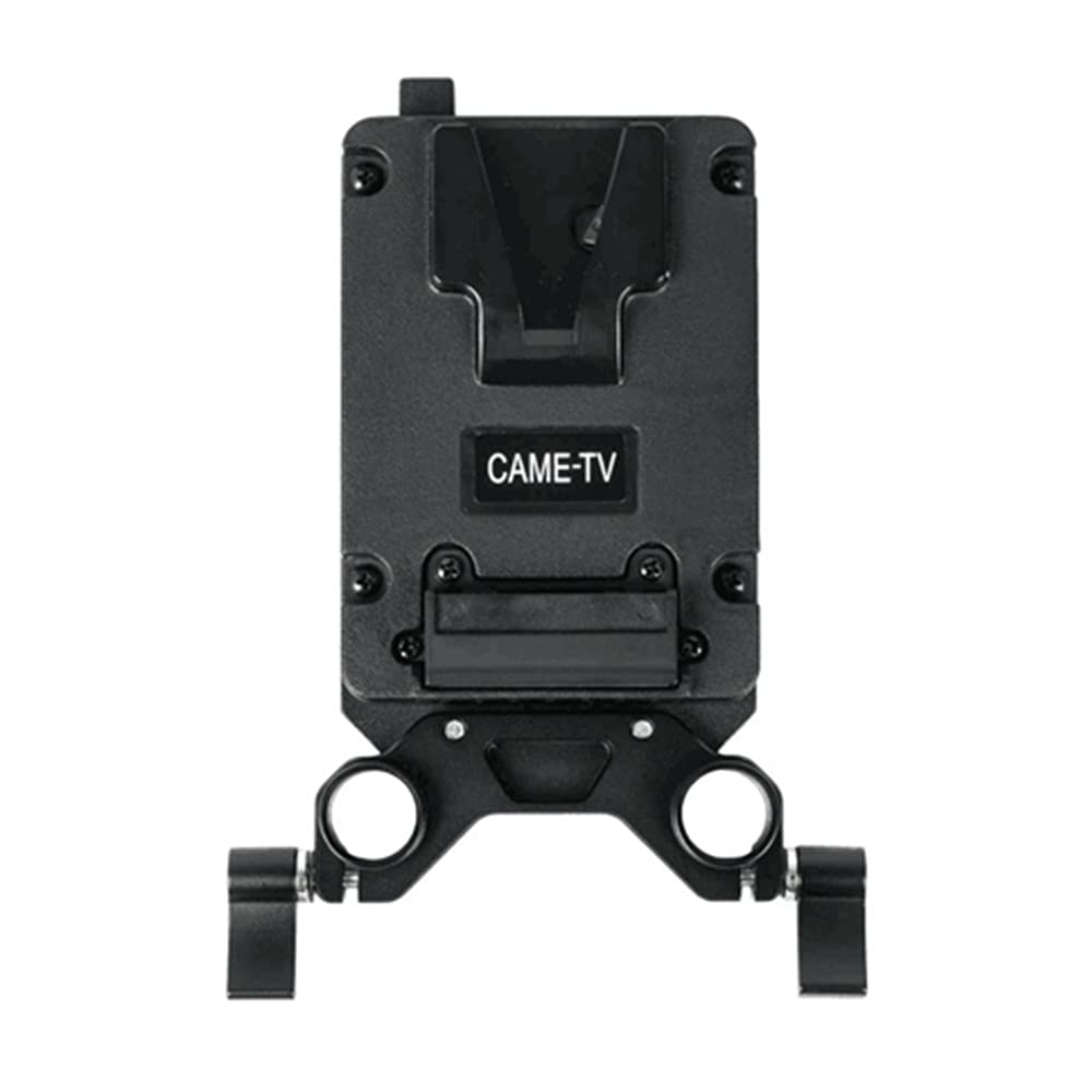CAME-TV Mini V Mount Battery Plate with 2 D-tap Outputs and Dual 15mm Rod Clamp for V Mount/V Lock Battery