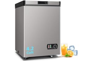 LifePlus Chest Freezer, 3.8 Cu Ft Compact Deep Freezer With Fast Cooling & Convenient Pulley, Perfect for Kitchen Parlor, Small Freezer With Low Noise & Energy Saving, Titanium Grey