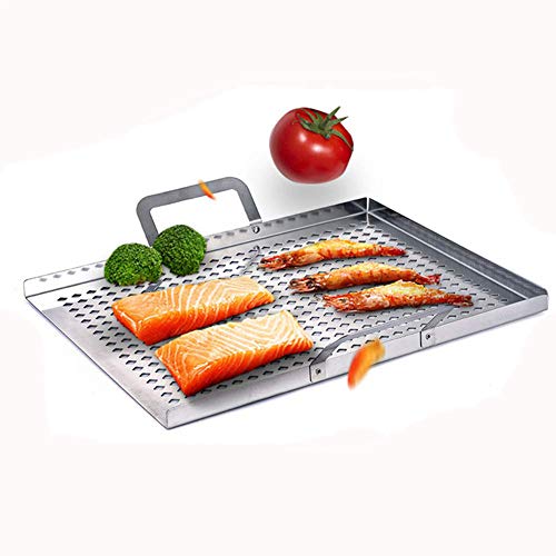 Grill Pan Grill Topper Vegetable Grill Basket, Stainless Steel Vegetable Grilling Accessories for Grilling Veggie, Fish, Meat, Shrimp.and Charcoal or Gas Grills (15.7 inch) - Thumbnail 6