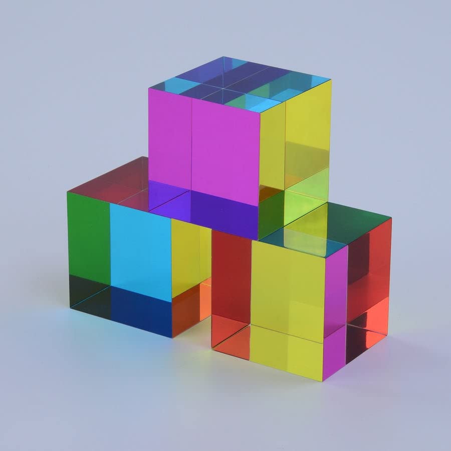 CMY Cubes Mini (30mm) - Cyan, Magenta & Yellow Cube - Optical Color Cube - Teaches Subtractive Color Mixing - Educational, Scientific, Physics & Kinetic Art Desk Object, STEAM
