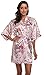 season dressing Floral Satin Kimono Robes Short Bridesmaid Robe for Parties Wedding Robes, Pink S/M