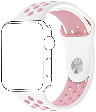 Apple Watch Sport Band, Fantete Soft Silicone Replacement Band for Apple Watch Series 2,Series 1,Sport,Edition ,42mm,M/L(White/Pink)