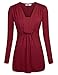 Ninedaily Women Tunics V-neck Ruffles Long Sleeve Draped Shoulder Blouse Tops
