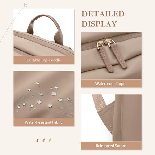 GOLF QUALITY Laptop Backpack Women, Large Man Travel Bag, Laptop Backpack for Work, Multilayer Backpack for Personal Items, 16 Inches, Champagne Brown