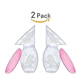 Silicone Breastfeeding Breast Pump Breast Manual Pump Breastmilk Suction Saver with Pink Lid, Lightweight & Portable Pack of 2