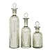 Deco 79 Glass Living Room Decorative Jars Slim Bottle Decorative Container with Crystal Toppers, Set of 3 Jar with Lid 12