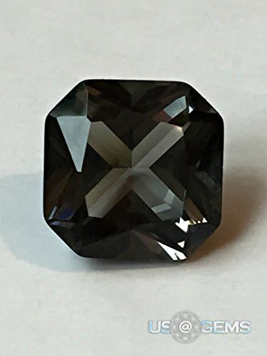 Black Carbon #A 4078. Radiant cut 10x10mm. 4,9 Ct. Monosital Created loose gemstone. US@GEMS