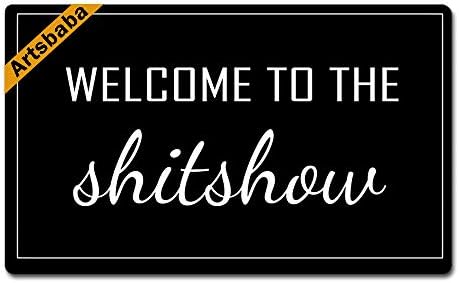 Artsbaba Black Doormat Welcome to The Shitshow Door Mat Rubber Non-Slip Entrance Rug Floor Mat Balcony Mat Funny Home Decor Indoor Mat 30 x 18 Inches