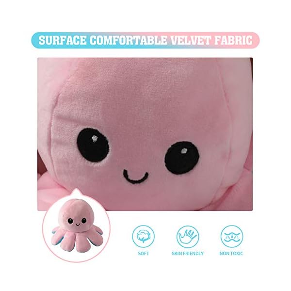Cute Octopus Baby Toys 0 3 6 9 12 18 Months, Double-Sided Flip Soft Reversible Octopus Plus Stuffed Animals Doll…