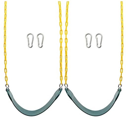 Sunnyglade 2PCS Swings Seats Heavy Duty with 66" Chain, Playground Swing Set Accessories Replacement with Snap Hooks, Support 250lb (Green)