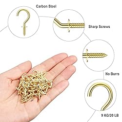 RELBRO 100 Pcs Small Screw Hooks, 1/2 Inch Gold