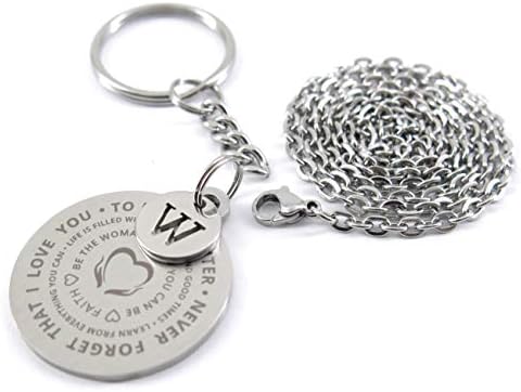 Inspirational Gift to My Daughter Never Forget That I Love You Stainless Steel Dog Tag Key Chain Necklace