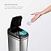NINESTARS DZT-30-1 Automatic Touchless Infrared Motion Sensor Trash Can, 8 Gal 30L, Stainless Steel Base (Rectangular, Black Lid)
